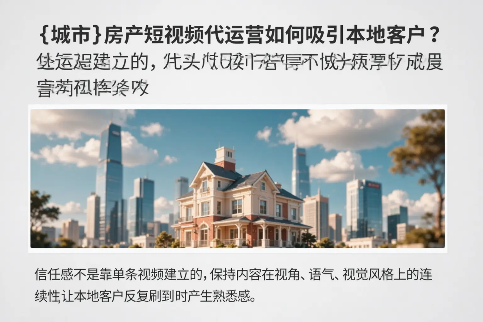 康巴什房产短视频代运营如何吸引本地客户?